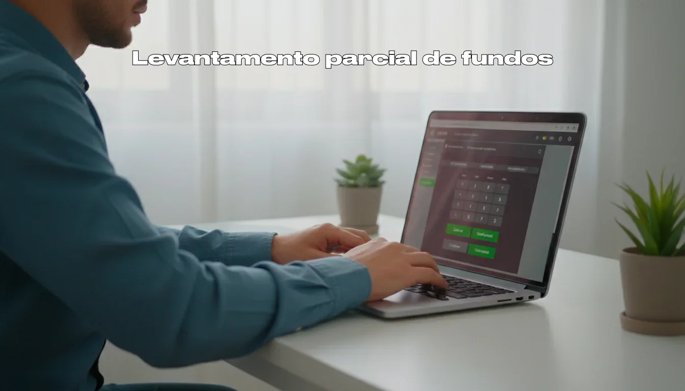 Pessoa a usar um portátil com interface de apostas visível no ecrã
