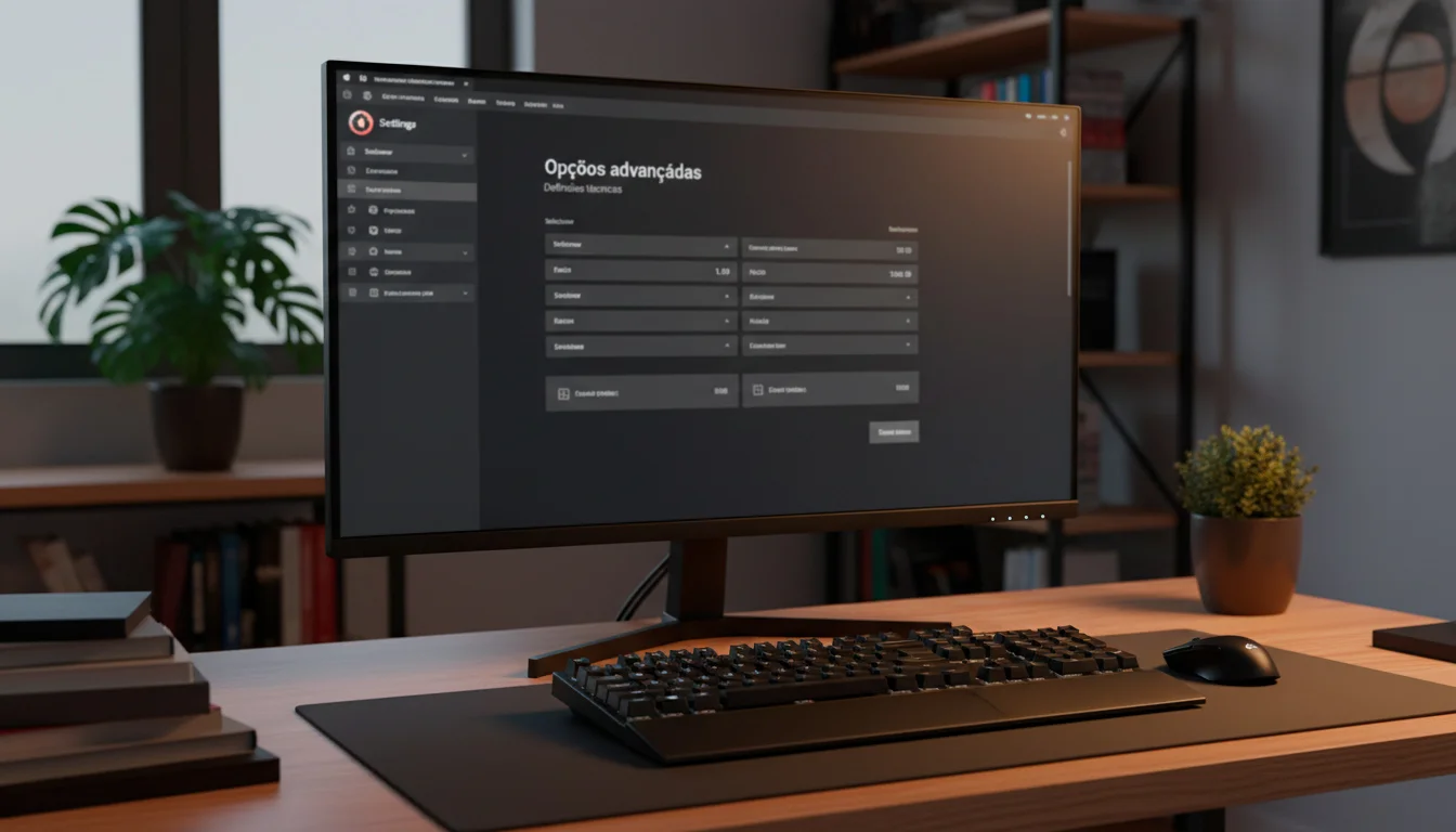 Ecrã de computador mostrando interface de apostas com opções de configuração