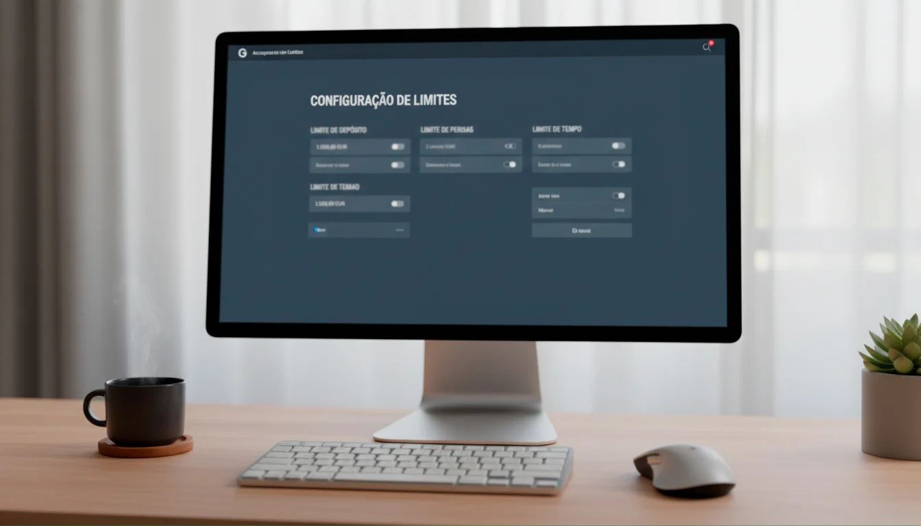 Ecrã de computador mostrando página de definições de conta com opções de limites