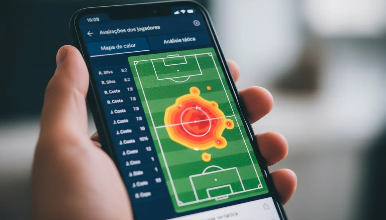 Aplicação de estatísticas de futebol aberta num smartphone